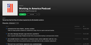 Screenshot of Working in American podcast page